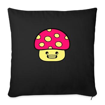Bande dessinée champignon - Coussin et housse de 45 x 45 cm - noir - Devant