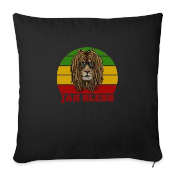 Jah Bless,Sunset, Rasta African Lion - Sofa pillow with filling 45cm x 45cm - black - Front