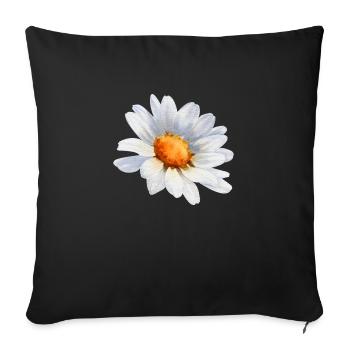 Daisies head flower - Sofa pillow with filling 45cm x 45cm - black - Front
