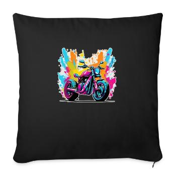 moto vintage style retro - graffiti - Coussin et housse de 45 x 45 cm - noir - Devant