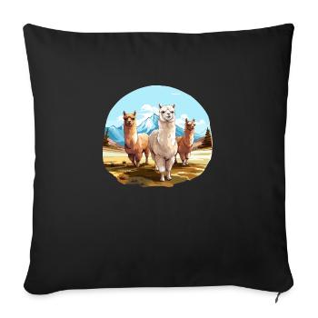 Alpaca, alpacas in nature - Sofa pillow with filling 45cm x 45cm - black - Front