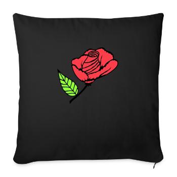 Hübsche Schöne Rose Blüte Blatt Röschen Romantisch - Sofakissen mit Füllung 45 x 45 cm - Schwarz - Vorne