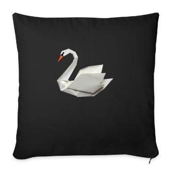 cygne en origami - Coussin et housse de 45 x 45 cm - noir - Devant