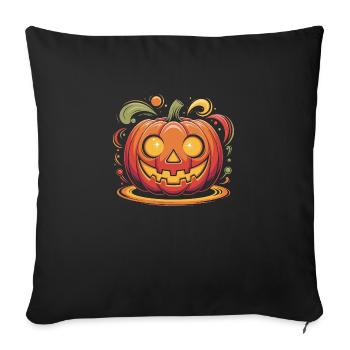 Citrouille souriante : ambiance d’Halloween ! - Coussin et housse de 45 x 45 cm - noir - Devant