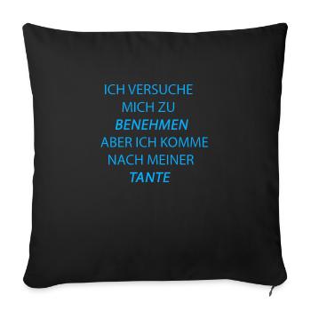 benehmen Tante hellblau - Sofakissen mit Füllung 45 x 45 cm - Schwarz - Vorne
