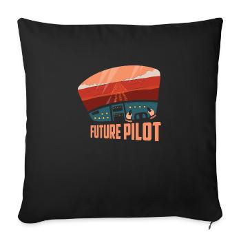 Future Pilot Airline Fly Aviation - Sofakissen mit Füllung 45 x 45 cm - Schwarz - Vorne