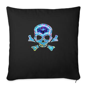 Skull and Crossbones - Design B - Sofa pillow with filling 45cm x 45cm - black - Front