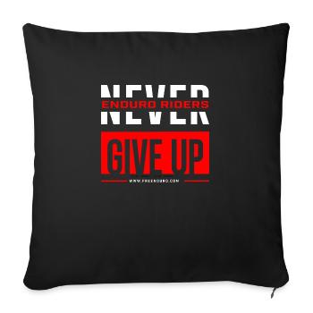 never give up enduro - Coussin et housse de 45 x 45 cm - noir - Devant