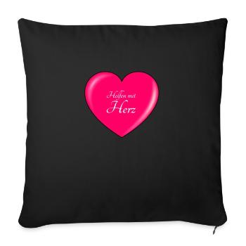 Helfen mit HERZ - Sofakissen mit Füllung 45 x 45 cm - Schwarz - Vorne