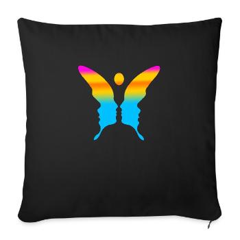 Illusion d’optique art psychédélique rétro formes sexe - Coussin et housse de 45 x 45 cm - noir - Devant