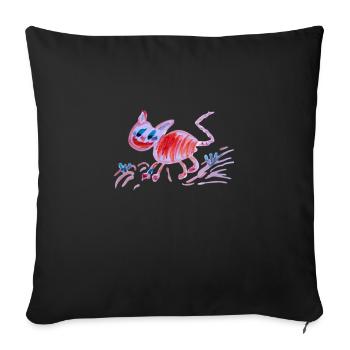 Cheshire cat, abstract painting - Sofa pillow with filling 45cm x 45cm - black - Front