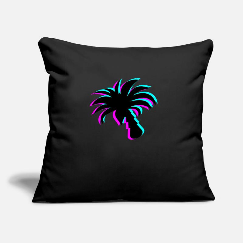 Neon Paradise: Silhouette de palmier UV Glow Coussin et housse de 45 x 45 cm