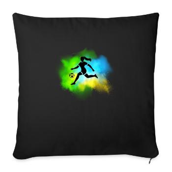Coloré Femme Joueur De Football Fille Et Femmes Motif De Football - Coussin et housse de 45 x 45 cm - noir - Devant