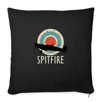 Rétro Spitfire WW2 - Royal Air Force - Coussin et housse de 45 x 45 cm - noir - Devant