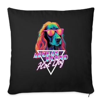 Chemise à hot-dog Retro Wave Afghan Hound - Coussin et housse de 45 x 45 cm - noir - Devant