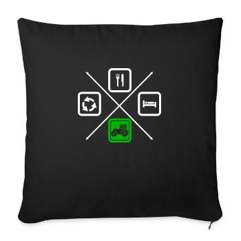 Life Cycle of a Farmer,Tractor,Farmer - Sofa pillow with filling 45cm x 45cm - black - Front