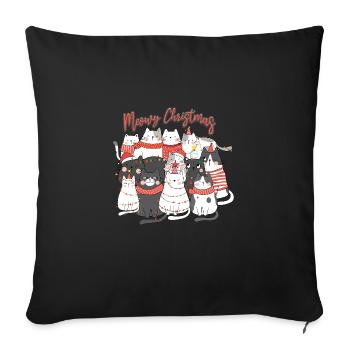 Meow Christmas cats collage - Sofa pillow with filling 45cm x 45cm - black - Front