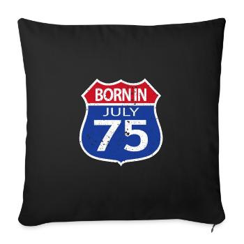 Born in July 1975 - Sofa pillow with filling 45cm x 45cm - black - Front