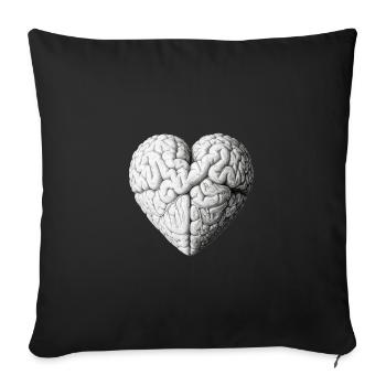 Coeur cerveau - Coussin et housse de 45 x 45 cm - noir - Devant