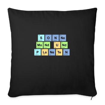 Sonne Mond und Planeten - Chemische Elemente - Sofakissen mit Füllung 45 x 45 cm - Schwarz - Vorne