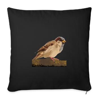 sparrow - Sofa pillow with filling 45cm x 45cm - black - Front