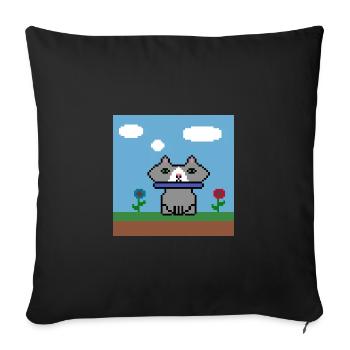 pixel chaton - Coussin et housse de 45 x 45 cm - noir - Devant