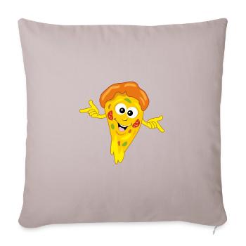 Lustiges Cartoon-Stück Pizza - Sofakissen mit Füllung 45 x 45 cm - helles Taupe - Vorne
