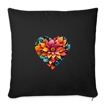 Coeur de fleur - Coussin et housse de 45 x 45 cm - noir - Devant