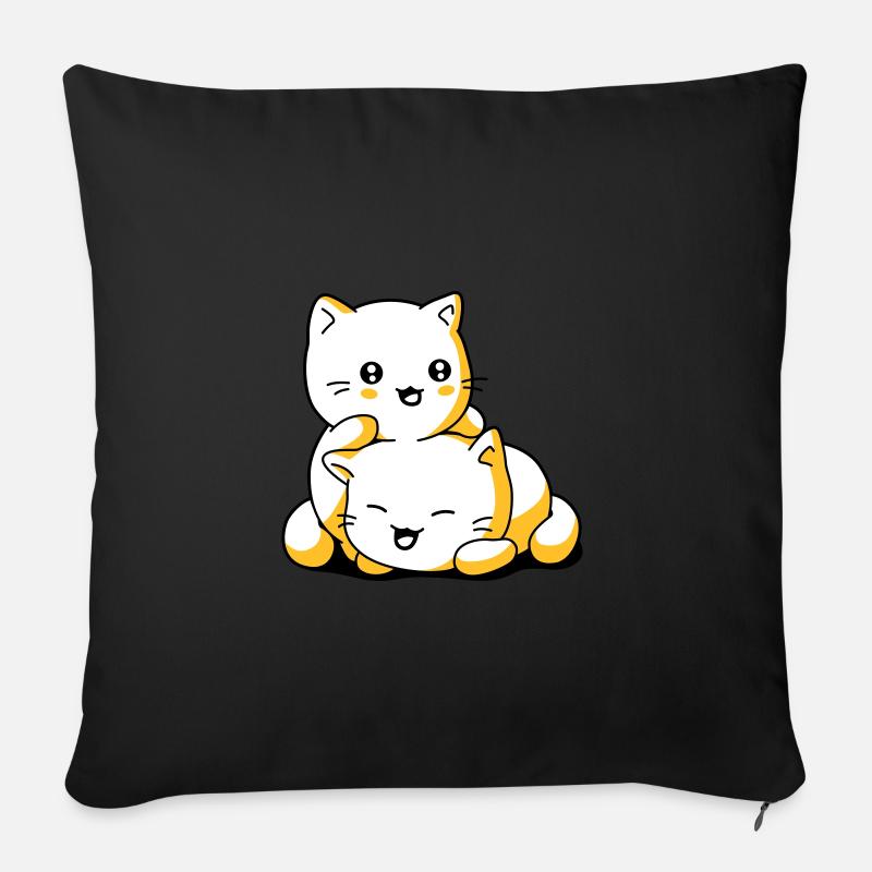 Gatto Gattini kawaii - Cuscino da divano 45 x 45 cm con riempimento - nero