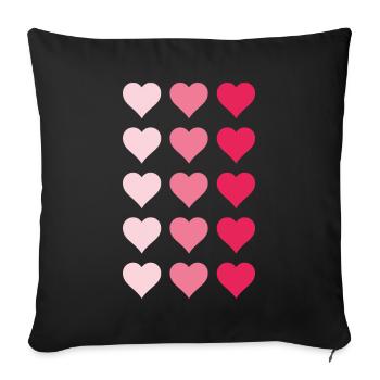 Pattern with many hearts - Sofa pillow with filling 45cm x 45cm - black - Front