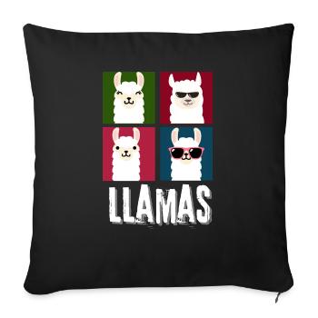 Llamas - Sofa pillow with filling 45cm x 45cm - black - Front