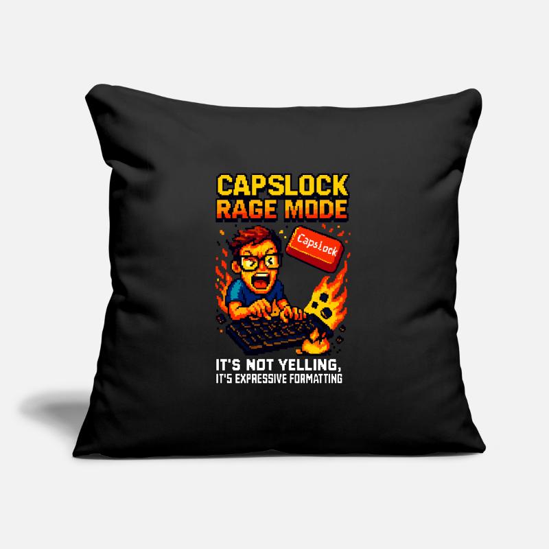 Capslock Rage Mode - Nerd de pixels en colère Coussin et housse de 45 x 45 cm