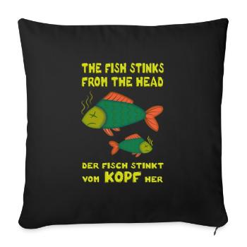 The fish stinks from the head. Fish stinks head - Sofa pillow with filling 45cm x 45cm - black - Front