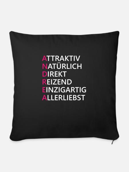 Andrea Name Geschenk - Sofakissen mit Füllung 45 x 45 cm - Schwarz
