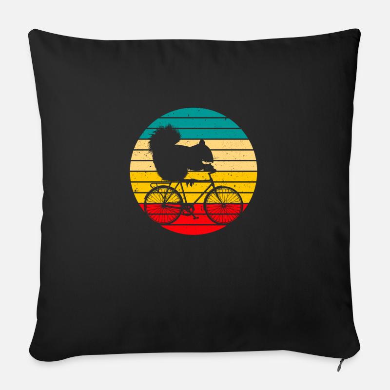 Lustiges Radfahrendes Eichhörnchen Retro Radfahren - Sofakissen mit Füllung 45 x 45 cm - Schwarz