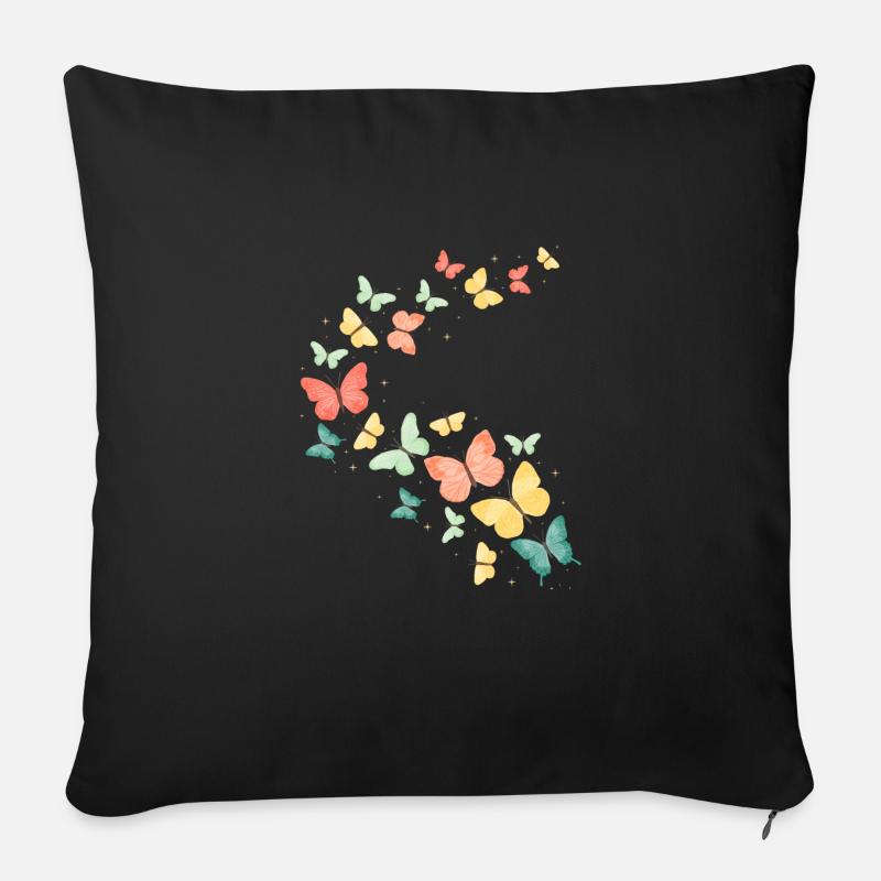 Bunter Schmetterling Schmetterlinge - Sofakissen mit Füllung 45 x 45 cm - Schwarz