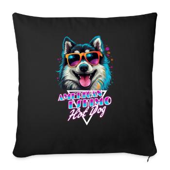 Retro Wave Black American Eskimo Hot Dog Shirt - Sofa pillow with filling 45cm x 45cm - black - Front