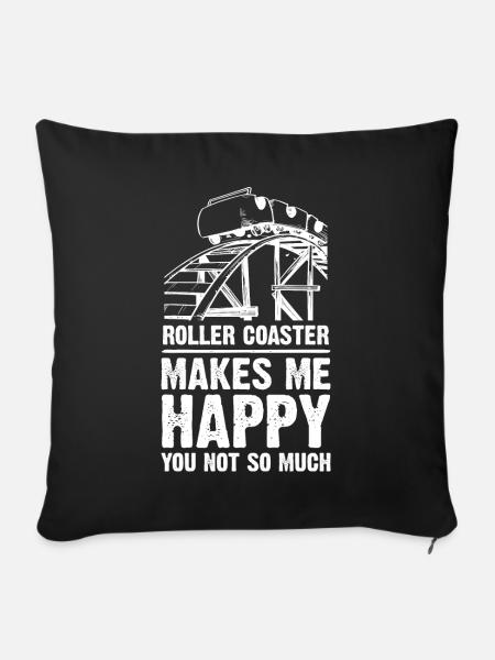 Roller Coaster Makes Me Happy - Sofakissen mit Füllung 45 x 45 cm - Schwarz