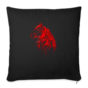 Horse - cheval - animal de course - Coussin et housse de 45 x 45 cm - noir - Devant