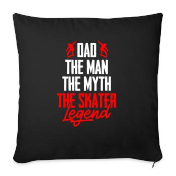 Papa L’homme Le mythe Le Patineur Légende Papa - Coussin et housse de 45 x 45 cm - noir - Devant