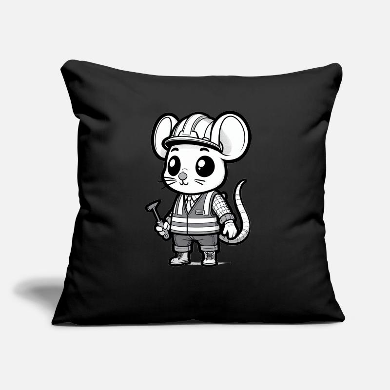 Cute Mouse Construction Worker Sofakissen mit Füllung 45 x 45 cm
