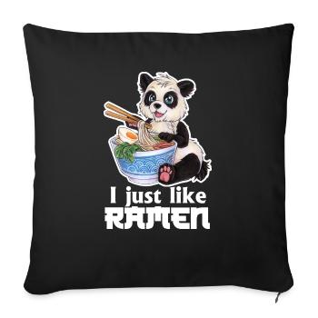 Niedlicher Großer Panda mit Ramen Nudeln Geschenk - Sofakissen mit Füllung 45 x 45 cm - Schwarz - Vorne