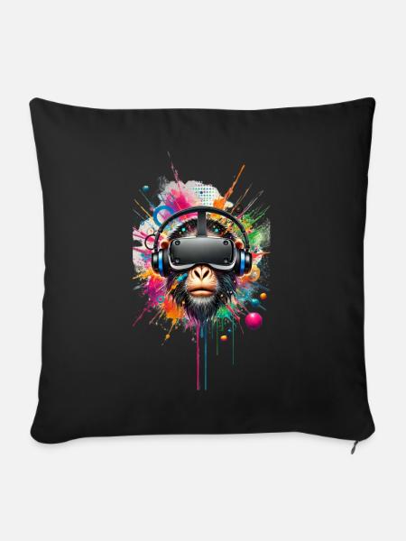 VR Affe bunt - Sofakissen mit Füllung 45 x 45 cm - Schwarz