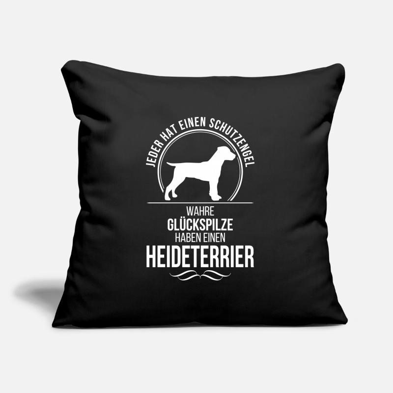 HEIDETERRIER Schutzengel Hunde Spruch Wilsigns Sofakissen mit Füllung 45 x 45 cm