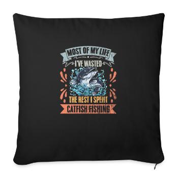 Most Of My Life I've Vintage Catfish Hunter - Sofa pillow with filling 45cm x 45cm - black - Front