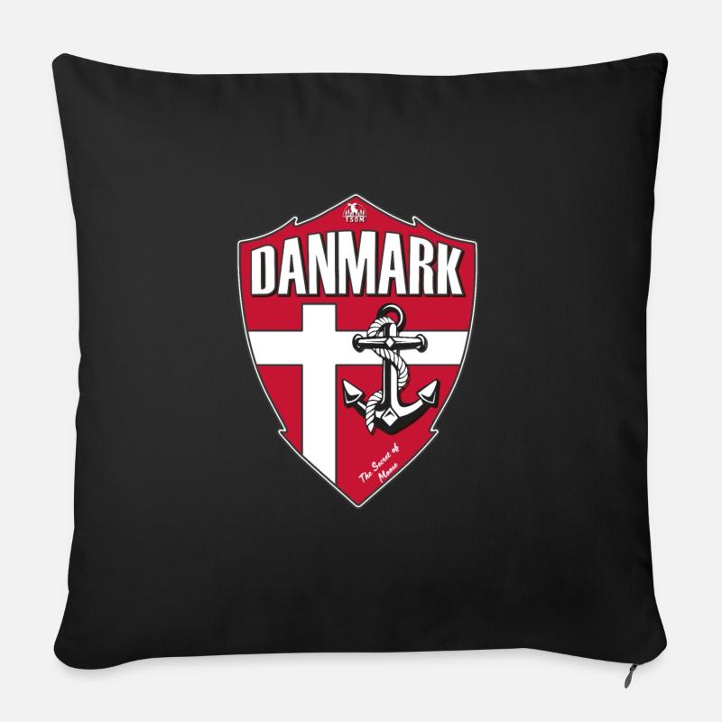 Dänemark - Schild - Wappen - Sofakissen mit Füllung 45 x 45 cm - Schwarz