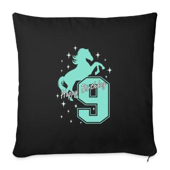 9. Geburtstag Reiten Pferd Reitstall - Sofakissen mit Füllung 45 x 45 cm - Schwarz - Vorne