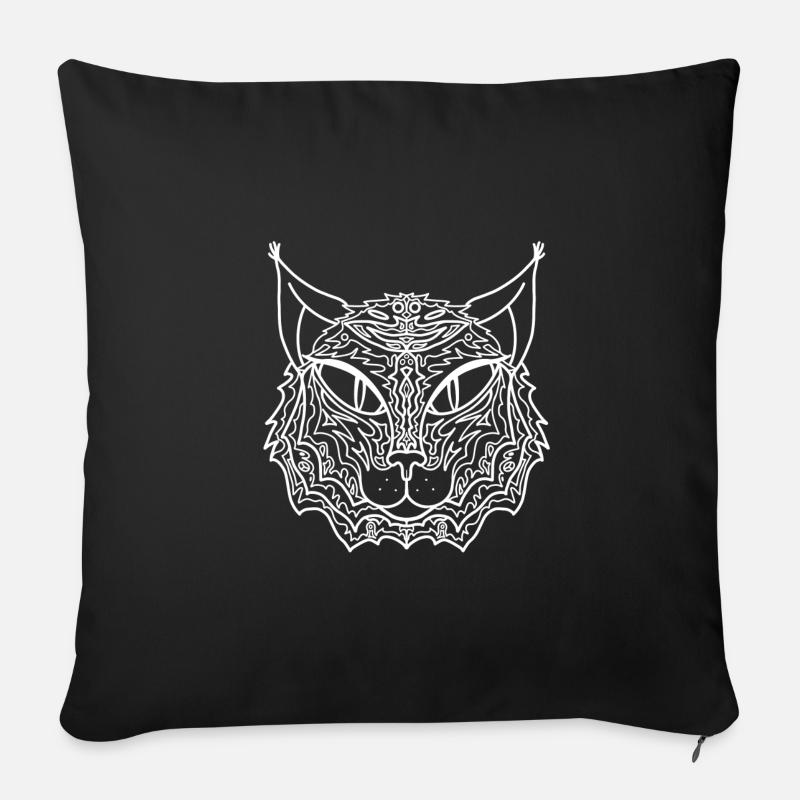 Chat Mandala - Coussin et housse de 45 x 45 cm - noir