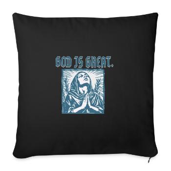 Dieu est grand – Femme en prière, Faith Design - Coussin et housse de 45 x 45 cm - noir - Devant