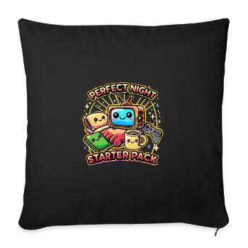Perfect Night Cute Kawaii Homebody Indoor Design - Sofa pillow with filling 45cm x 45cm - black - Front